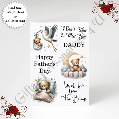 A5 or A4 Designed Greeting Card - Happy 1st Father's Day - Daddy To Be From The Bump - D.7 A5 or A4 Designed Greeting Card - Happy 1st Father's Day - Daddy To Be From The Bump - D.7