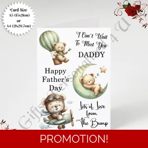 A5 or A4 Designed Greeting Card - Happy 1st Father's Day - Daddy To Be From The Bump - D.8