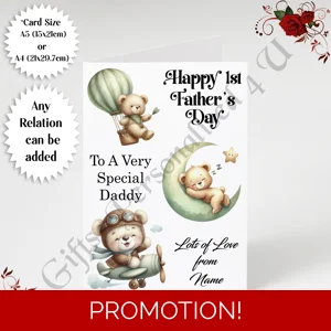 A5 or A4 Personalised Greeting Card - Happy 1st Father's Day - Daddy / Grandad etc - D.8