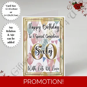 A5 or A4 Personalised Greeting Card - Happy Birthday - Balloons - Any Age / Relation - D.2