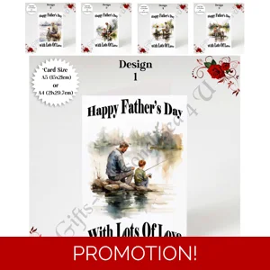 A5 or A4 Designed Greeting Card - Happy Father's Day - Fishing - D.1-5