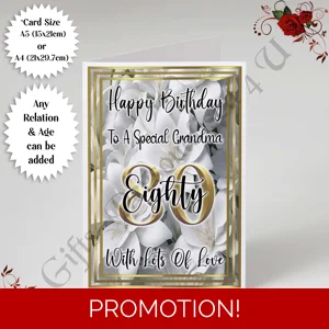 A5 or A4 Personalised Greeting Card - Happy Birthday - Floral - Any Age / Relation - D.2