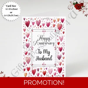 A5 or A4 Personalised Greeting Card - Anniversary - Husband - D.2