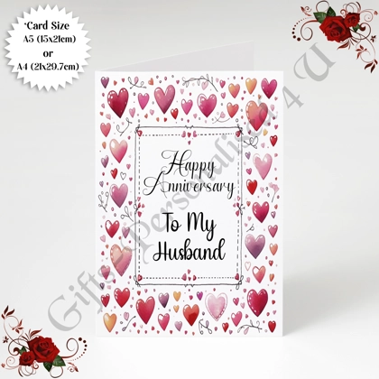 A5 or A4 Personalised Greeting Card - Anniversary - Husband - D.2