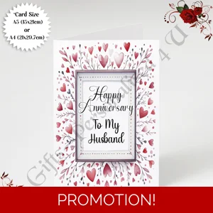 A5 or A4 Personalised Greeting Card - Anniversary - Husband - D.3
