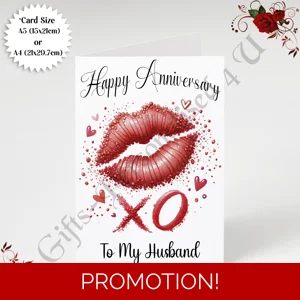 A5 or A4 Personalised Greeting Card - Anniversary - Husband - D.4