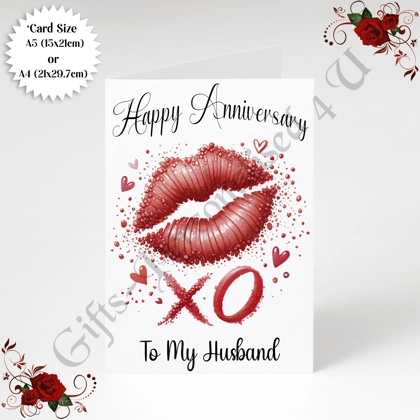A5 or A4 Personalised Greeting Card - Anniversary - Husband - D.4