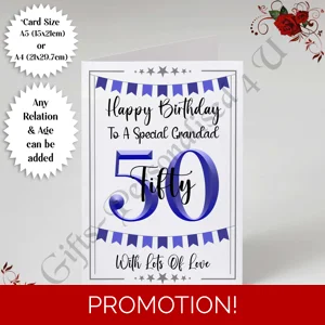 A5 or A4 Personalised Greeting Card - Happy Birthday - Bunting - Any Age / Relation - D.4