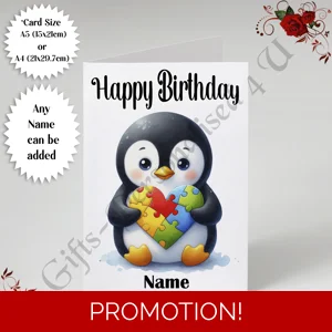 A5 or A4 Personalised Greeting Card - Happy Birthday - Autism - Name - D.12