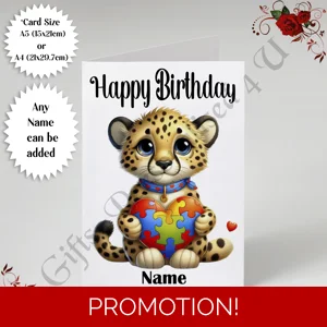 A5 or A4 Personalised Greeting Card - Happy Birthday - Autism - Name - D.16