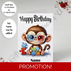 A5 or A4 Personalised Greeting Card - Happy Birthday - Autism - Name - D.19
