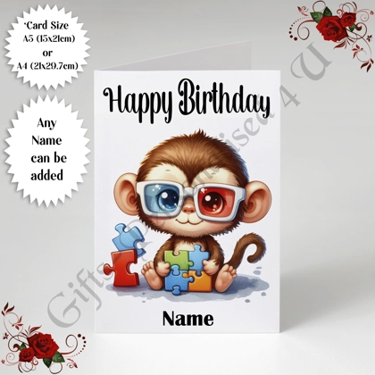 A5 or A4 Personalised Greeting Card - Happy Birthday - Autism - Name - D.19