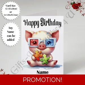 A5 or A4 Personalised Greeting Card - Happy Birthday - Autism - Name - D.20