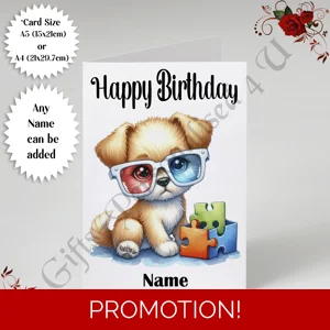 A5 or A4 Personalised Greeting Card - Happy Birthday - Autism - Name - D.23
