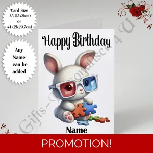A5 or A4 Personalised Greeting Card - Happy Birthday - Autism - Name - D.24