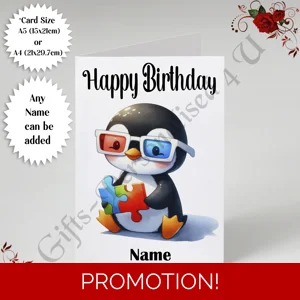 A5 or A4 Personalised Greeting Card - Happy Birthday - Autism - Name - D.27
