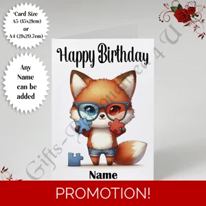 A5 or A4 Personalised Greeting Card - Happy Birthday - Autism - Name - D.28