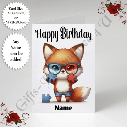 A5 or A4 Personalised Greeting Card - Happy Birthday - Autism - Name - D.28