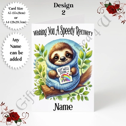 A5 or A4 Personalised Greeting Card - Get Well Soon - Name or Relation - D.2 A5 or A4 Personalised Greeting Card - Get Well Soon - Name or Relation - D.2