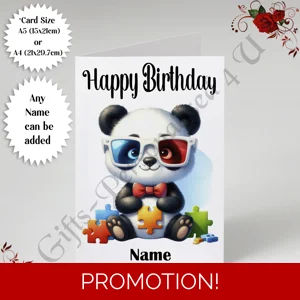 A5 or A4 Personalised Greeting Card - Happy Birthday - Autism - Name - D.30