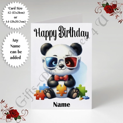 A5 or A4 Personalised Greeting Card - Happy Birthday - Autism - Name - D.30 A5 or A4 Personalised Greeting Card - Happy Birthday - Autism - Name - D.30