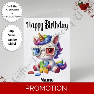 A5 or A4 Personalised Greeting Card - Happy Birthday - Autism - Name - D.31