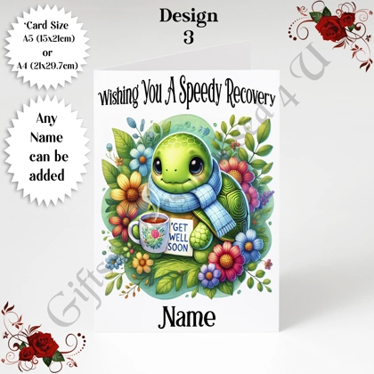 A5 or A4 Personalised Greeting Card - Get Well Soon - Name or Relation - D.3 A5 or A4 Personalised Greeting Card - Get Well Soon - Name or Relation - D.3