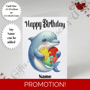 A5 or A4 Personalised Greeting Card - Happy Birthday - Autism - Name - D.3
