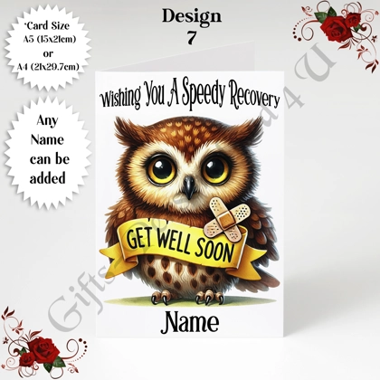 A5 or A4 Personalised Greeting Card - Get Well Soon - Name or Relation - D.7 A5 or A4 Personalised Greeting Card - Get Well Soon - Name or Relation - D.7