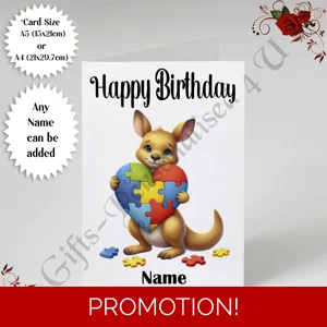 A5 or A4 Personalised Greeting Card - Happy Birthday - Autism - Name - D.7
