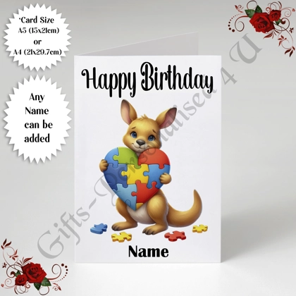 A5 or A4 Personalised Greeting Card - Happy Birthday - Autism - Name - D.7