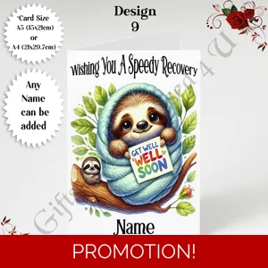 A5 or A4 Personalised Greeting Card - Get Well Soon - Name or Relation - D.9