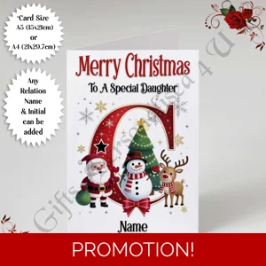 A5 or A4 Personalised Card - Merry Christmas - Any Relation - Name - Initial - D.76