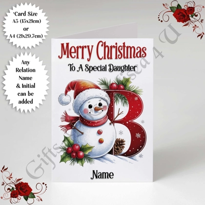 A5 or A4 Personalised Card - Merry Christmas - Any Relation - Name - Initial - D.79