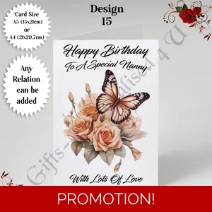 A5 or A4 Personalised Greeting Card - Flowers - Happy Birthday - Any Relation - D.15