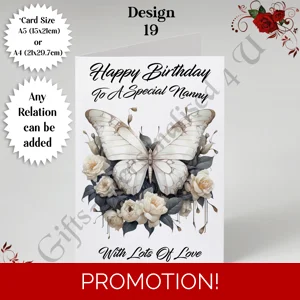A5 or A4 Personalised Greeting Card - Flowers - Happy Birthday - Any Relation - D.19