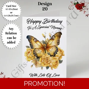 A5 or A4 Personalised Greeting Card - Flowers - Happy Birthday - Any Relation - D.20