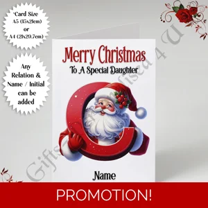 A5 or A4 Personalised Card - Merry Christmas - Any Relation - Name - Initial - D.26