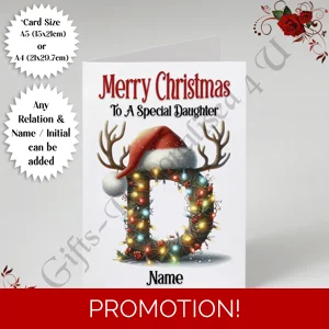 A5 or A4 Personalised Card - Merry Christmas - Any Relation - Name - Initial - D.27