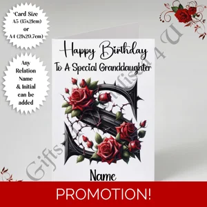 A5 or A4 Personalised Greeting Card - Happy Birthday - Floral - Relation / Name / Initial - D.2