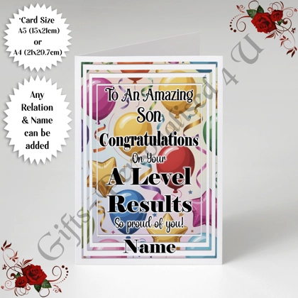 A5 or A4 Personalised Greeting Card - A Level Results - Relation & Name - D.2 A5 or A4 Personalised Greeting Card - A Level Results - Relation & Name - D.2