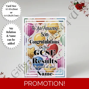 A5 or A4 Personalised Greeting Card - GCSE Results - Relation & Name - D.2