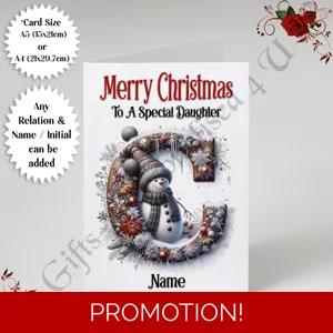 A5 or A4 Personalised Card - Merry Christmas - Any Relation - Name - Initial - D.30