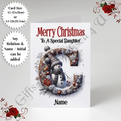 A5 or A4 Personalised Card - Merry Christmas - Any Relation - Name - Initial - D.30 A5 or A4 Personalised Card - Merry Christmas - Any Relation - Name - Initial - D.30