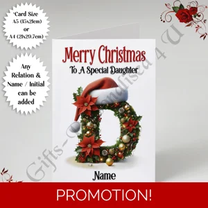 A5 or A4 Personalised Card - Merry Christmas - Any Relation - Name - Initial - D.32