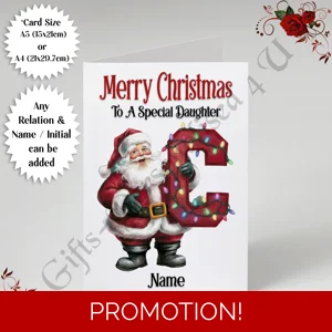 A5 or A4 Personalised Card - Merry Christmas - Any Relation - Name - Initial - D.33