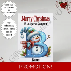 A5 or A4 Personalised Card - Merry Christmas - Any Relation - Name - Initial - D.34