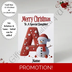 A5 or A4 Personalised Card - Merry Christmas - Any Relation - Name - Initial - D.35
