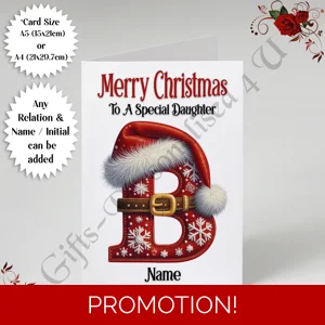 A5 or A4 Personalised Card - Merry Christmas - Any Relation - Name - Initial - D.37