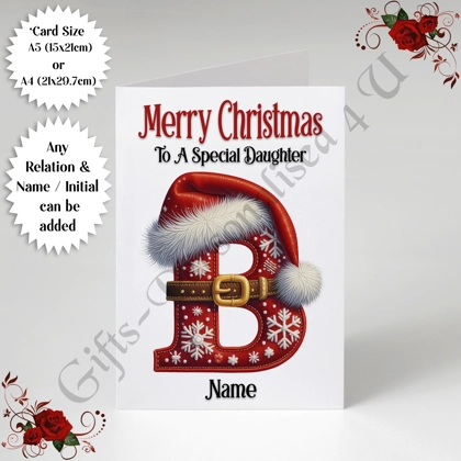 A5 or A4 Personalised Card - Merry Christmas - Any Relation - Name - Initial - D.37 A5 or A4 Personalised Card - Merry Christmas - Any Relation - Name - Initial - D.37